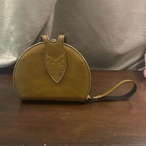 Funky Vintage Tan Leather Wristlet